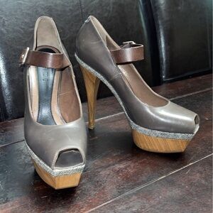 Marni Leather block Peep toe heels